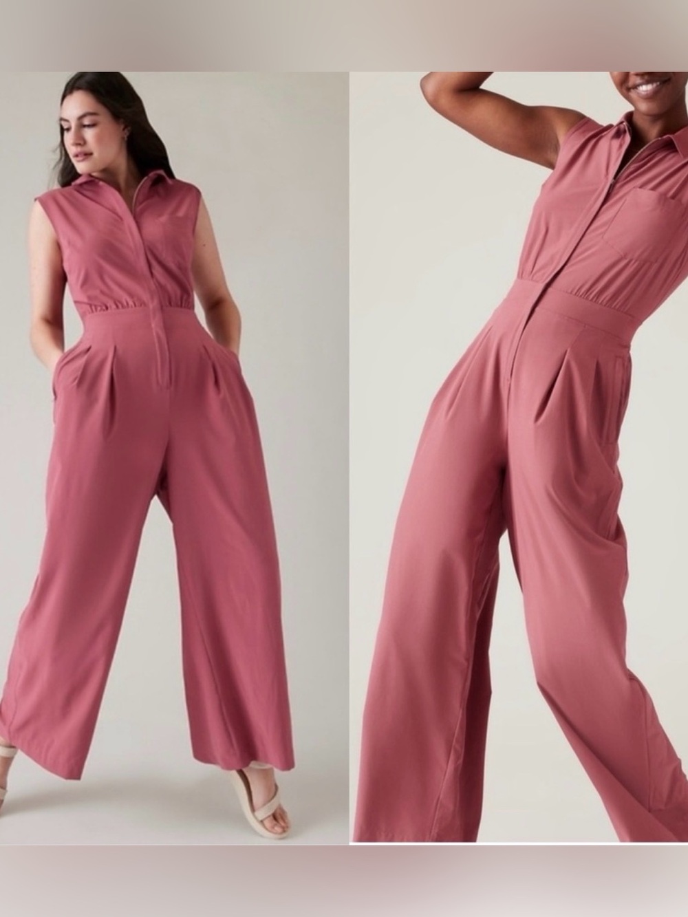 💐 Brooklyn Heights Wide Leg Jumpsuit Women's Size 8 Berry Rose Dusty Rose